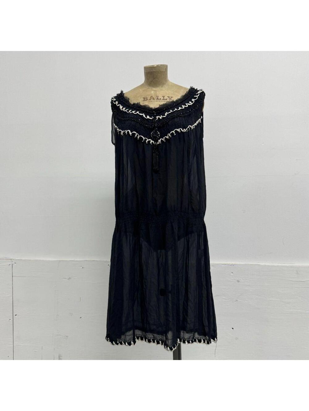 Vintage Tsumori Chisato 100% Silk Beaded Black Dress